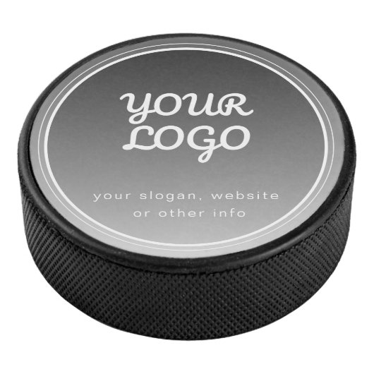 Uw Logo & bewerkbare tekst | Donkergrijs verloop Hockey Puck (3/4)