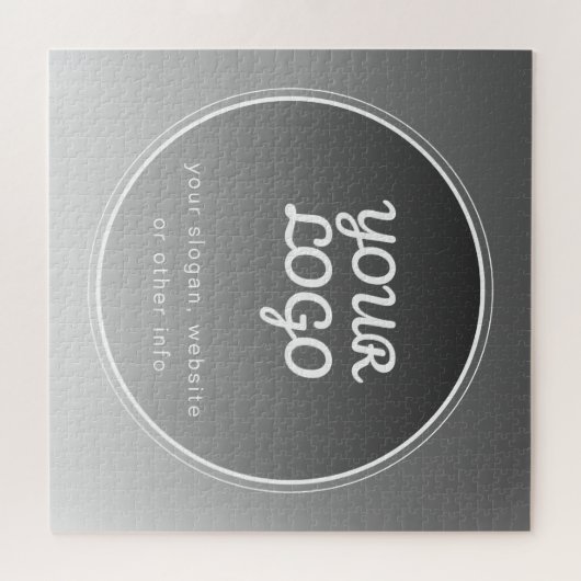 Uw Logo & bewerkbare tekst | Donkergrijs verloop Legpuzzel (Horizontaal)