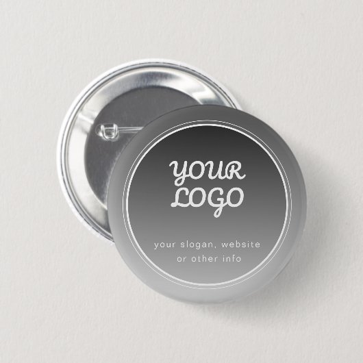 Uw Logo & bewerkbare tekst | Donkergrijs verloop Ronde Button 5,7 Cm (Voorkant /achterkant)