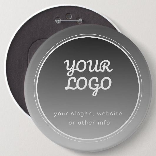Uw Logo & bewerkbare tekst | Donkergrijs verloop Ronde Button 6,0 Cm (Voorkant /achterkant)