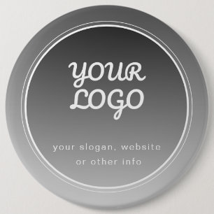 Uw Logo & bewerkbare tekst   Donkergrijs verloop Ronde Button 6,0 Cm