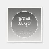 Uw Logo & bewerkbare tekst | Donkergrijs verloop Servet (Voorkant)