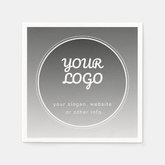 Uw Logo & bewerkbare tekst | Donkergrijs verloop Servet (Voorkant)