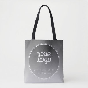 Uw Logo & bewerkbare tekst Donkergrijs verloop Tote Bag