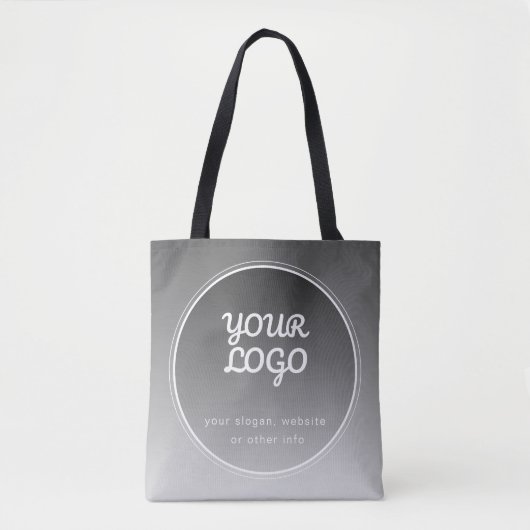 Uw Logo & bewerkbare tekst | Donkergrijs verloop Tote Bag (Voorkant)