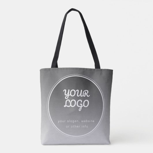 Uw Logo & bewerkbare tekst | Donkergrijs verloop Tote Bag (Achterkant)