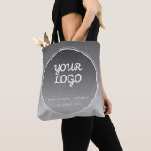 Uw Logo & bewerkbare tekst | Donkergrijs verloop Tote Bag (Dichtbij)