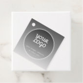 Uw Logo & Bewerkbare Tekst | Donkergrijze Gradiënt Bedankjes Labels (In situ)