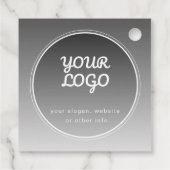 Uw Logo & Bewerkbare Tekst | Donkergrijze Gradiënt Bedankjes Labels (Achterkant)