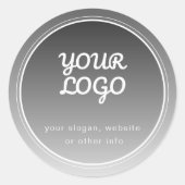 Uw Logo & Bewerkbare Tekst | Donkergrijze Gradiënt Ronde Sticker (Voorkant)