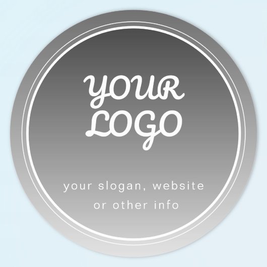 Uw Logo & Bewerkbare Tekst | Donkergrijze Gradiënt Ronde Sticker