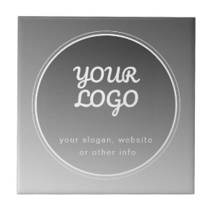 Uw Logo & Bewerkbare Tekst Donkergrijze Gradiënt Tegeltje