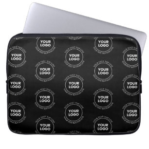 Uw logo & bewerkbare tekst Herhalend patroon Laptop Sleeve