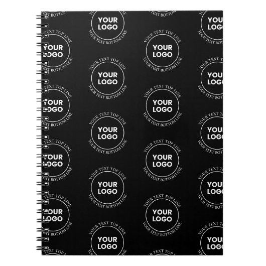 Uw logo & bewerkbare tekst | Herhalend patroon Notitieboek (Voorkant)