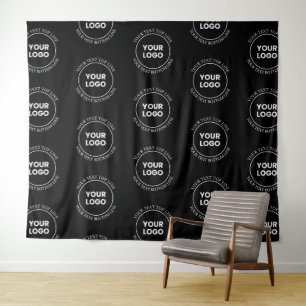 Uw Logo & Bewerkbare Tekst Herhalend Patroon Wandkleed