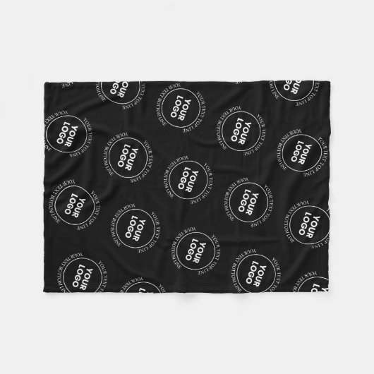 Uw Logo & bewerkbare tekst | Herhalingspatroon Fleece Deken (Voorkant (Horizontaal))