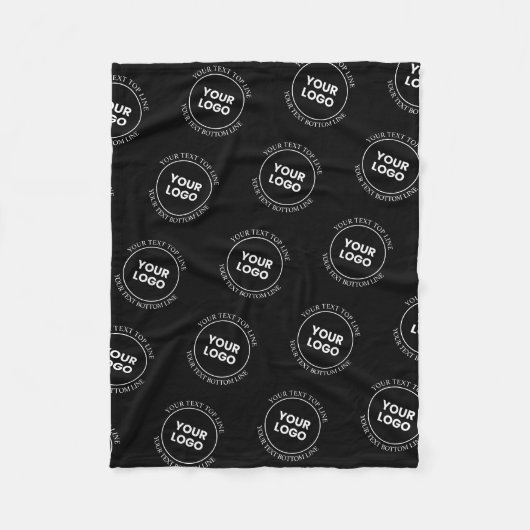Uw Logo & bewerkbare tekst | Herhalingspatroon Fleece Deken (Voorkant)