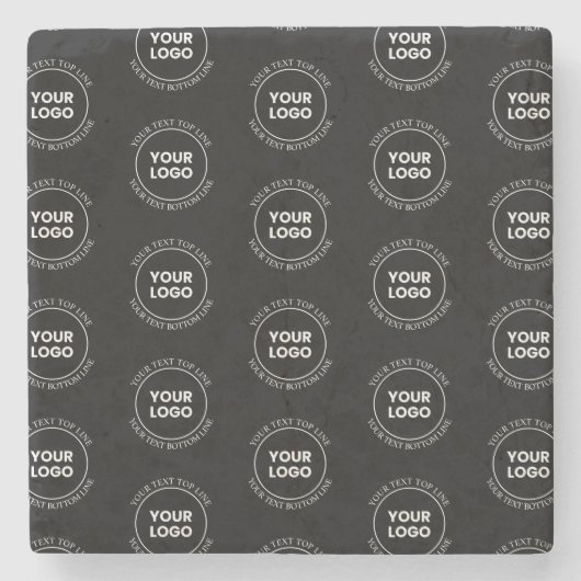 Uw Logo & bewerkbare tekst | Herhalingspatroon Stenen Onderzetter (Voorkant)
