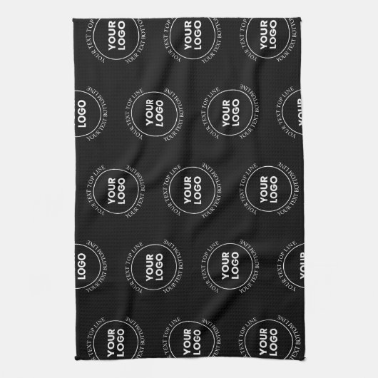 Uw Logo & bewerkbare tekst | Herhalingspatroon Theedoek (Verticaal)