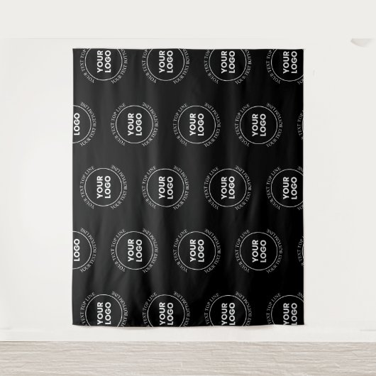 Uw Logo & bewerkbare tekst | Herhalingspatroon Wandkleed (Voorkant)