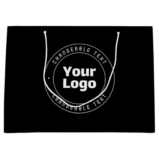 Uw Logo & Bewerkbare Tekst Sjabloon | Zwart & Wit Groot Cadeauzakje (Voorkant)