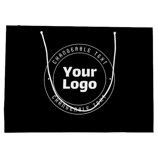 Uw Logo & Bewerkbare Tekst Sjabloon | Zwart & Wit Groot Cadeauzakje (Achterkant)