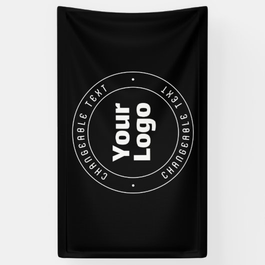 Uw Logo & Bewerkbare Tekst Sjabloon | Zwart & Wit Spandoek (Verticaal)