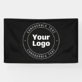 Uw Logo & Bewerkbare Tekst Sjabloon | Zwart & Wit Spandoek (Horizontaal)