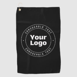 Uw logo & bewerkbare tekstsjabloon | Zwart & Wit Golfhanddoek