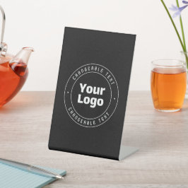Uw logo & bewerkbare tekstsjabloon | Zwart & Wit Reclamebord Met Voetstuk