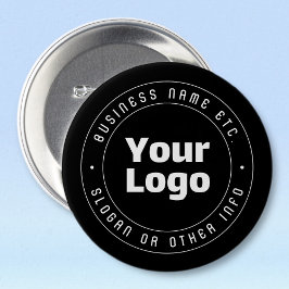 Uw logo & bewerkbare tekstsjabloon | Zwart & Wit Ronde Button 7,6 Cm