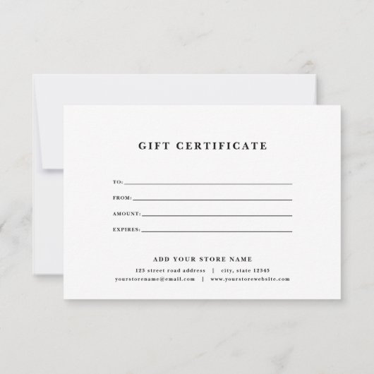 Uw Logo Black Border Lines Cadeaubon toevoegen (Achterkant)