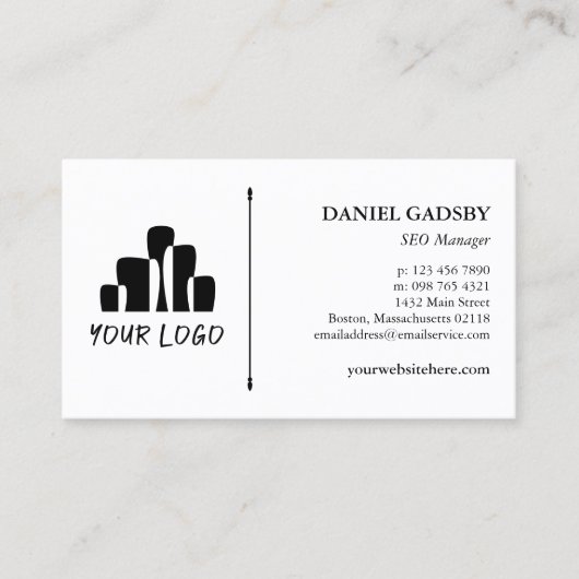 Uw Logo Black White-minimalist Visitekaartje (Voorkant)