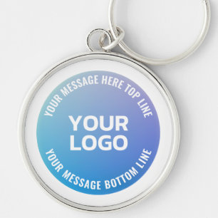 Uw Logo Blauw naar Paarse Ombre & Circulaire Tek Sleutelhanger