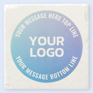 Uw Logo Blauw naar Paarse Ombre & Circulaire Tek Stenen Onderzetter