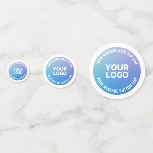 Uw Logo | Blauw tot Paarse Ombre & Circulaire teks Confetti (Achterkanten)