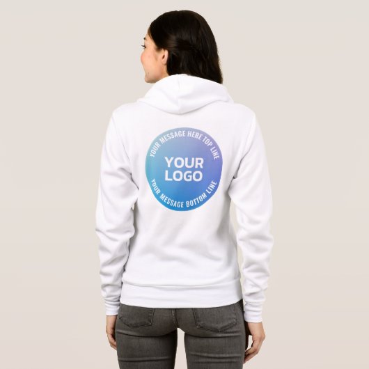 Uw Logo | Blauw tot Paarse Ombre & Circulaire teks Hoodie (Achterkant volledig)