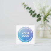 Uw Logo | Blauw tot Paarse Ombre & Circulaire teks Informatiekaartje (Staand voorkant)