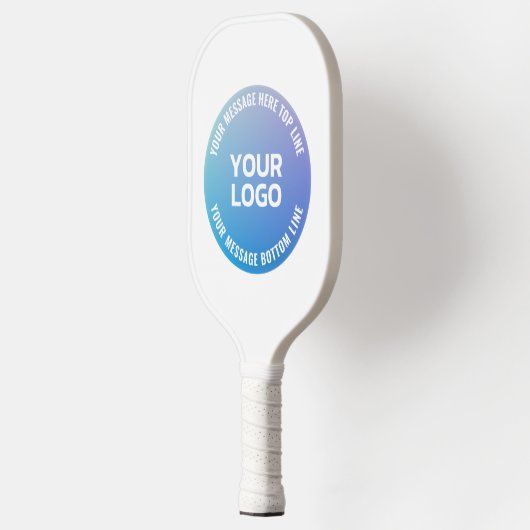 Uw Logo | Blauw tot Paarse Ombre & Circulaire teks Pickleball Paddle (Links)