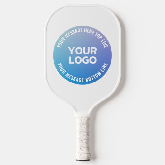 Uw Logo | Blauw tot Paarse Ombre & Circulaire teks Pickleball Paddle (Voorkant)