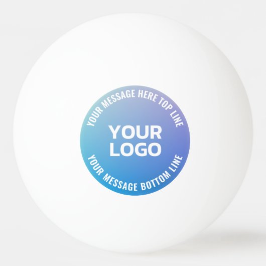 Uw Logo | Blauw tot Paarse Ombre & Circulaire teks Pingpongbal (Voorkant)