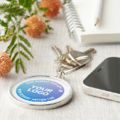 Uw Logo | Blauw tot Paarse Ombre & Circulaire teks Sleutelhanger (Zijkant)