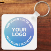 Uw Logo | Blauw tot Paarse Ombre & Circulaire teks Sleutelhanger (Achterkant)