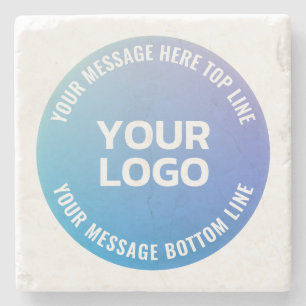 Uw Logo   Blauw tot Paarse Ombre & Circulaire teks Stenen Onderzetter