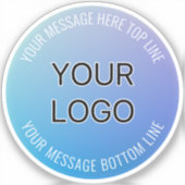 Uw Logo | Blauw tot Paarse Ombre & Circulaire teks Sticker (Voorkant)