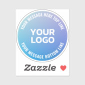 Uw Logo | Blauw tot Paarse Ombre & Circulaire teks Sticker (Vel)