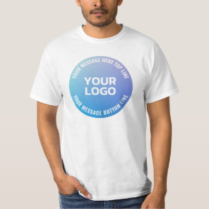 Uw Logo Blauw tot Paarse Ombre & Circulaire teks T-shirt