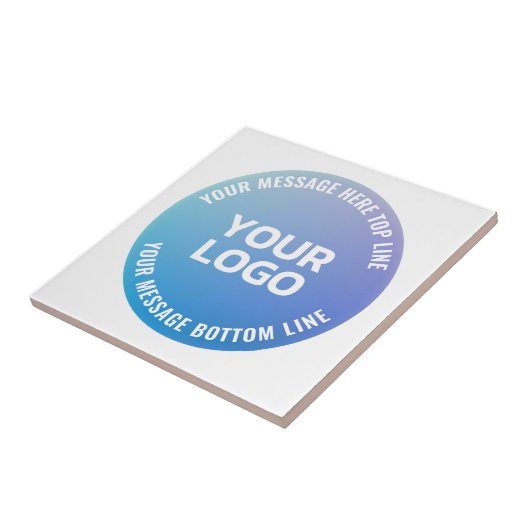 Uw Logo | Blauw tot Paarse Ombre & Circulaire teks Tegeltje (Zijkant)