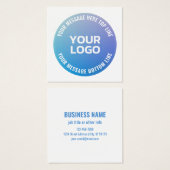 Uw Logo | Blauw tot Paarse Ombre & Circulaire teks Vierkante Visitekaartjes (Voorkant /achterkant)