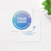 Uw Logo | Blauw tot Paarse Ombre & Circulaire teks Vierkante Visitekaartjes (Bureau)